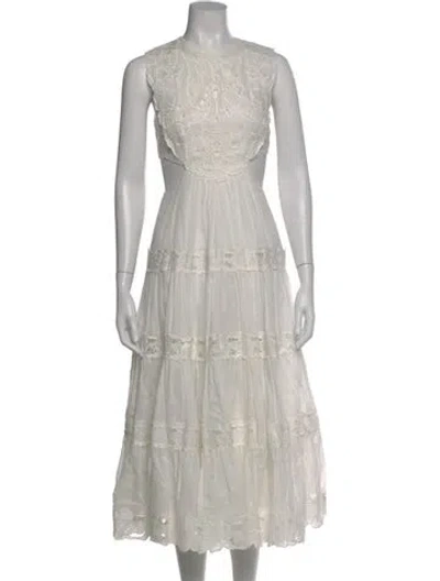 Pre-owned Zimmermann Linen Long Dress W/ Tags In White