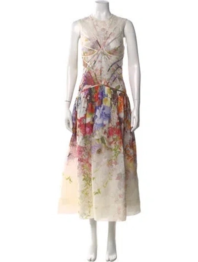 Pre-owned Zimmermann Linen Long Dress W/ Tags In White
