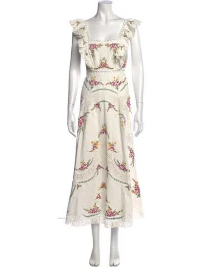 Pre-owned Zimmermann Linen Long Dress W/ Tags In White
