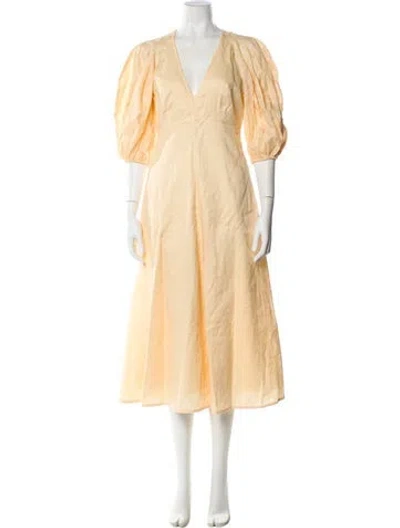 Pre-owned Zimmermann Linen Long Dress W/ Tags In Yellow