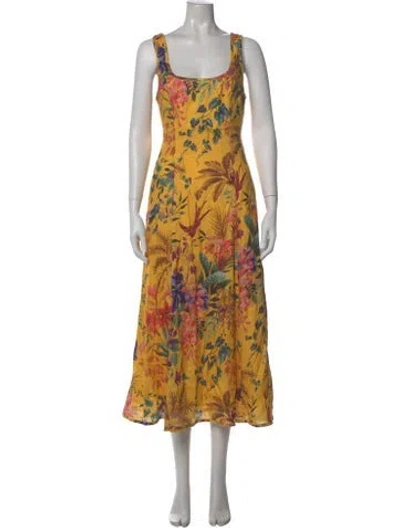 Pre-owned Zimmermann Linen Long Dress W/ Tags In Yellow