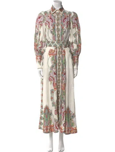 Pre-owned Zimmermann Linen Long Dress In White