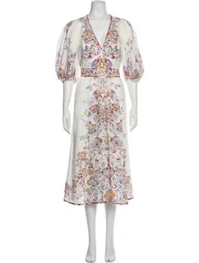 Pre-owned Zimmermann Linen Long Dress In White