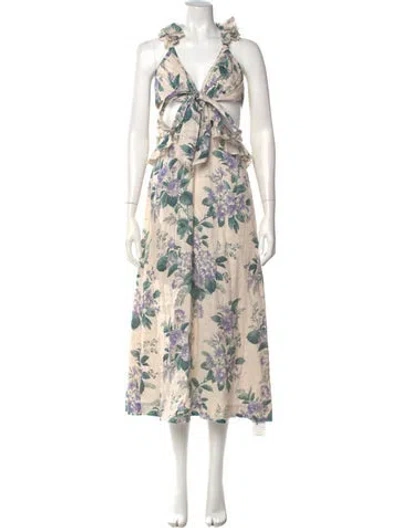 Pre-owned Zimmermann Linen Long Dress In White