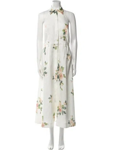 Pre-owned Zimmermann Linen Long Dress In White