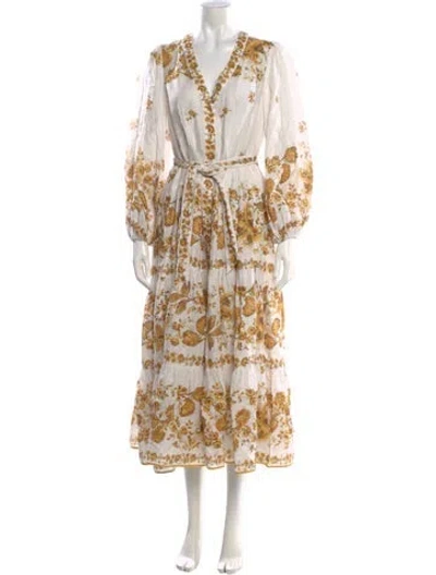Pre-owned Zimmermann Linen Long Dress In White