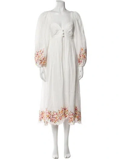 Pre-owned Zimmermann Linen Long Dress In White