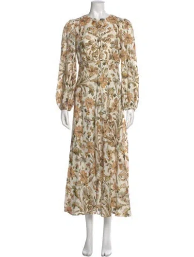 Pre-owned Zimmermann Linen Long Dress In White