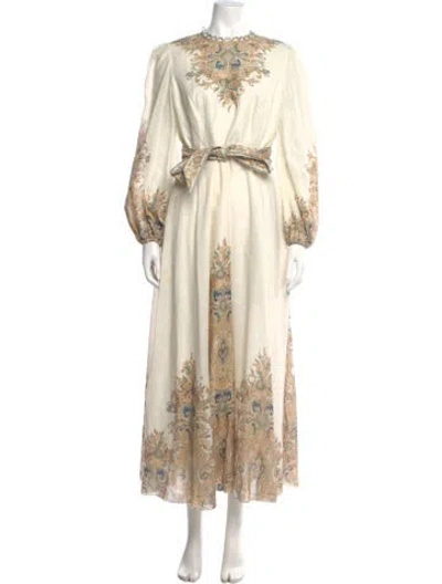 Pre-owned Zimmermann Linen Long Dress In White
