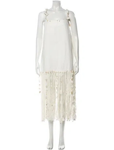 Pre-owned Zimmermann Linen Long Dress In White