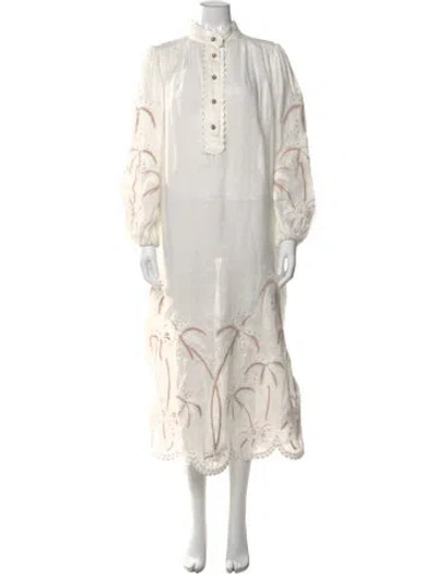 Pre-owned Zimmermann Linen Long Dress In White
