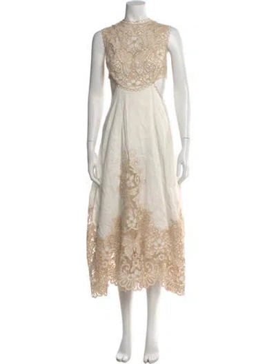 Pre-owned Zimmermann Linen Long Dress In White
