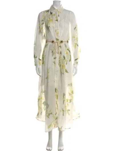 Pre-owned Zimmermann Linen Long Dress In White