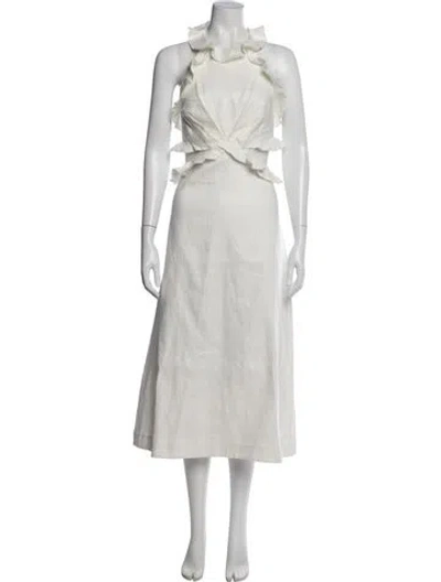 Pre-owned Zimmermann Linen Long Dress In White