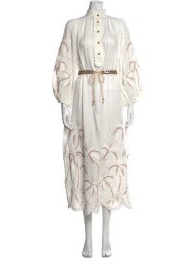 Pre-owned Zimmermann Linen Long Dress In White