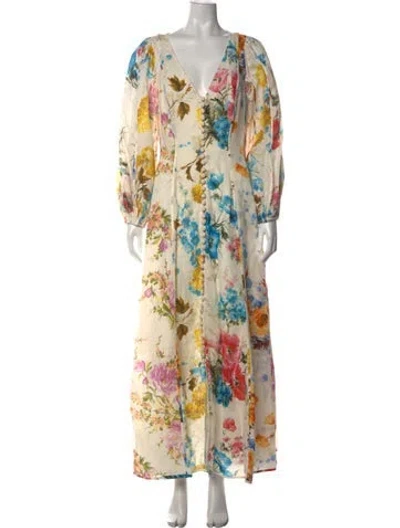 Pre-owned Zimmermann Linen Long Dress In White