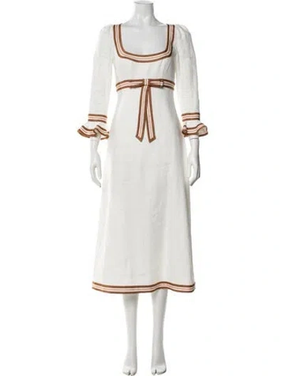 Pre-owned Zimmermann Linen Long Dress In White