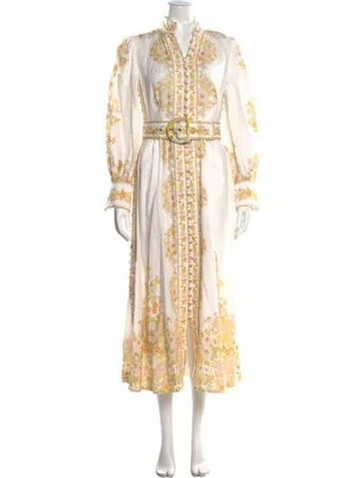 Pre-owned Zimmermann Linen Long Dress In White