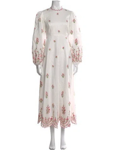 Pre-owned Zimmermann Linen Long Dress In White