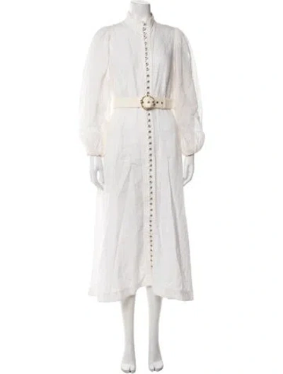 Pre-owned Zimmermann Linen Long Dress In White
