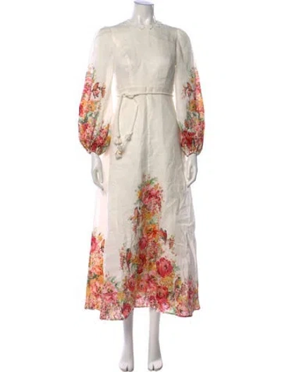Pre-owned Zimmermann Linen Long Dress In White