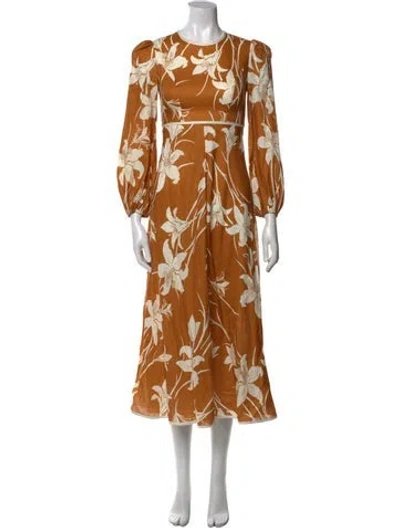 Pre-owned Zimmermann Linen Long Dress In Yellow
