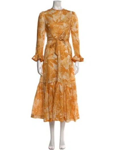 Pre-owned Zimmermann Linen Long Dress In Yellow