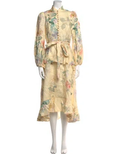 Pre-owned Zimmermann Linen Long Dress In Yellow
