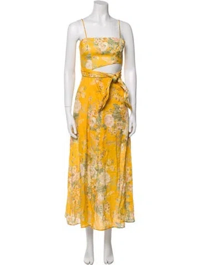 Pre-owned Zimmermann Linen Long Dress In Yellow