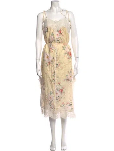 Pre-owned Zimmermann Linen Long Dress In Yellow