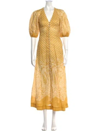 Pre-owned Zimmermann Linen Long Dress In Yellow
