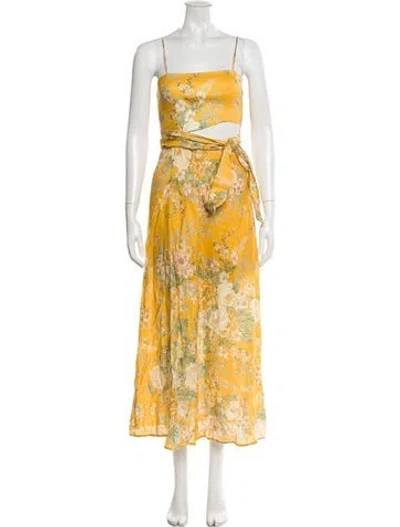 Pre-owned Zimmermann Linen Long Dress In Yellow