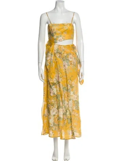 Pre-owned Zimmermann Linen Long Dress In Yellow