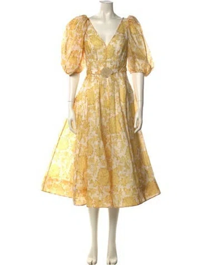 Pre-owned Zimmermann Linen Long Dress In Yellow