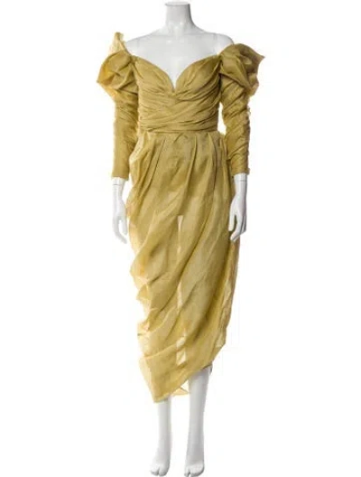 Pre-owned Zimmermann Linen Long Dress In Yellow