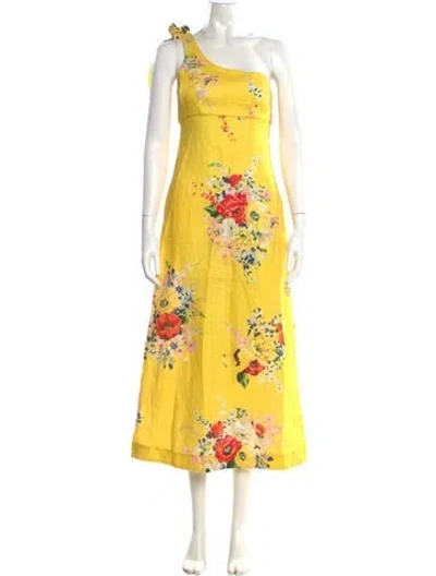 Pre-owned Zimmermann Linen Long Dress In Yellow