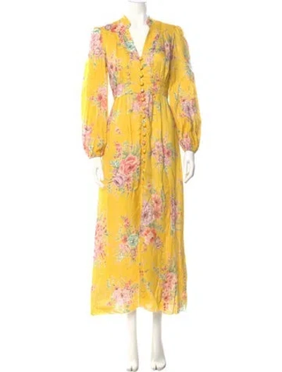 Pre-owned Zimmermann Linen Long Dress In Yellow