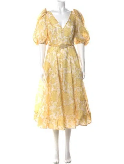 Pre-owned Zimmermann Linen Long Dress In Yellow