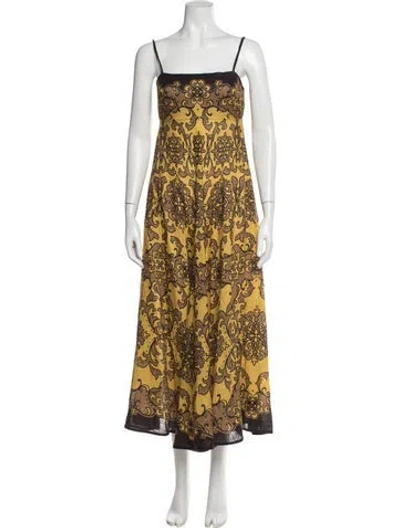 Pre-owned Zimmermann Linen Long Dress In Yellow