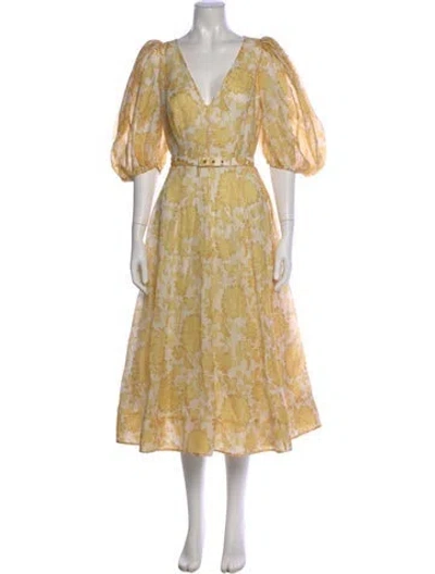 Pre-owned Zimmermann Linen Long Dress In Yellow