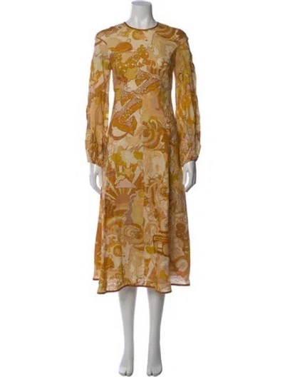 Pre-owned Zimmermann Linen Long Dress In Yellow
