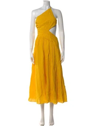 Pre-owned Zimmermann Linen Long Dress In Yellow