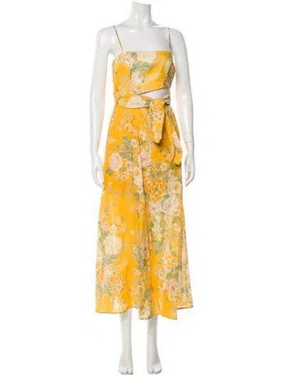 Pre-owned Zimmermann Linen Long Dress In Yellow