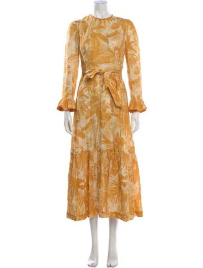Pre-owned Zimmermann Linen Long Dress In Yellow