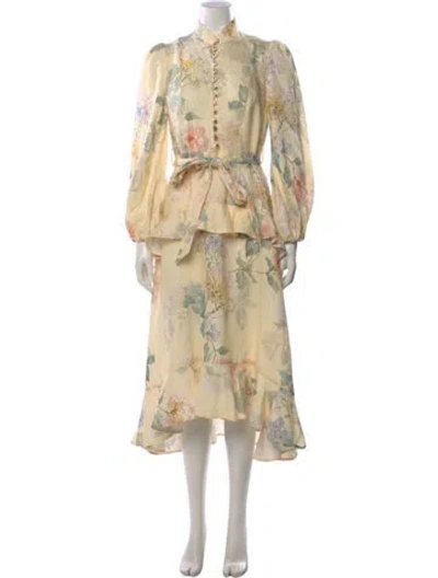 Pre-owned Zimmermann Linen Long Dress In Yellow