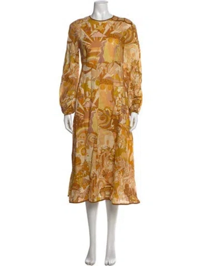 Pre-owned Zimmermann Linen Long Dress In Yellow