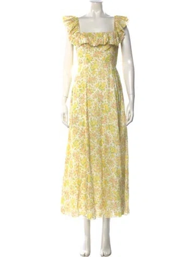 Pre-owned Zimmermann Linen Long Dress In Yellow