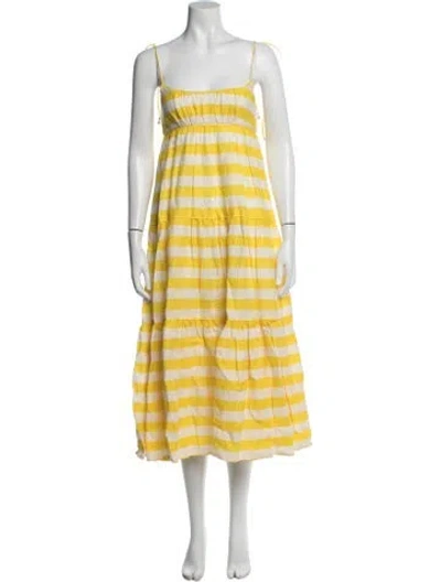 Pre-owned Zimmermann Linen Long Dress In Yellow