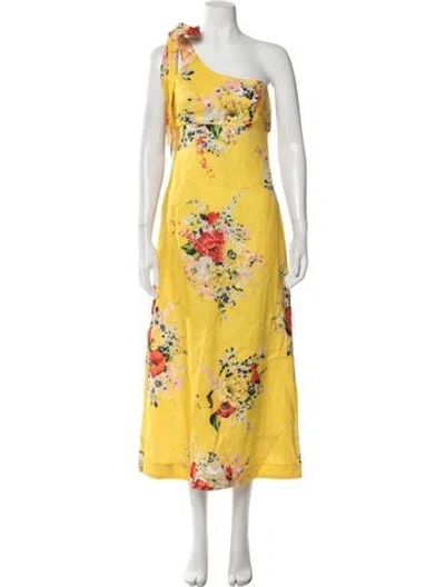 Pre-owned Zimmermann Linen Long Dress In Yellow