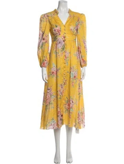 Pre-owned Zimmermann Linen Long Dress In Yellow